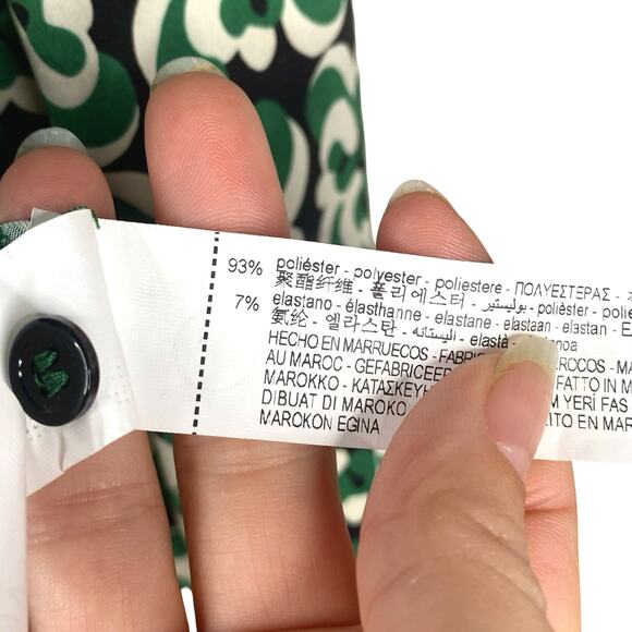 NEW Zara Green White Black Retro Disco Geometric Swirl Button Down Shirt SZ S - Picture 10 of 10